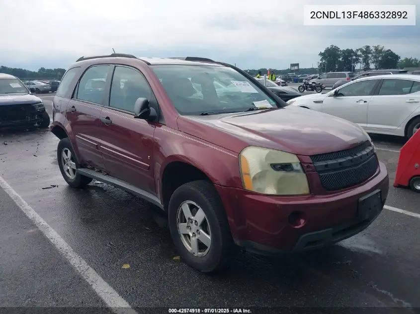 2008 Chevrolet Equinox Ls VIN: 2CNDL13F486332892 Lot: 42574918