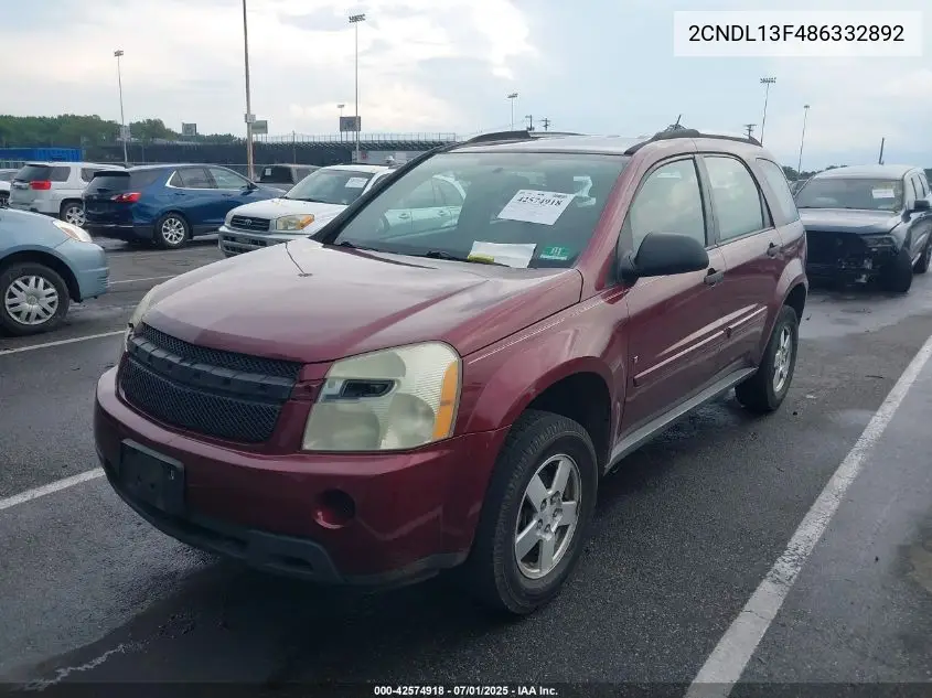 2008 Chevrolet Equinox Ls VIN: 2CNDL13F486332892 Lot: 42574918