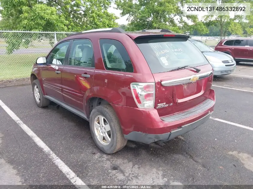 2008 Chevrolet Equinox Ls VIN: 2CNDL13F486332892 Lot: 42574918