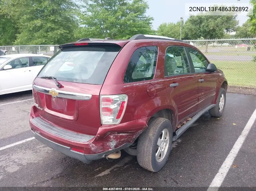 2008 Chevrolet Equinox Ls VIN: 2CNDL13F486332892 Lot: 42574918
