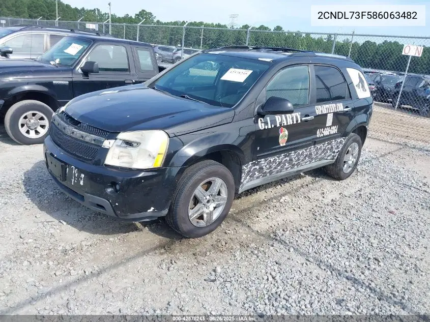 2008 Chevrolet Equinox Ltz VIN: 2CNDL73F586063482 Lot: 42578245