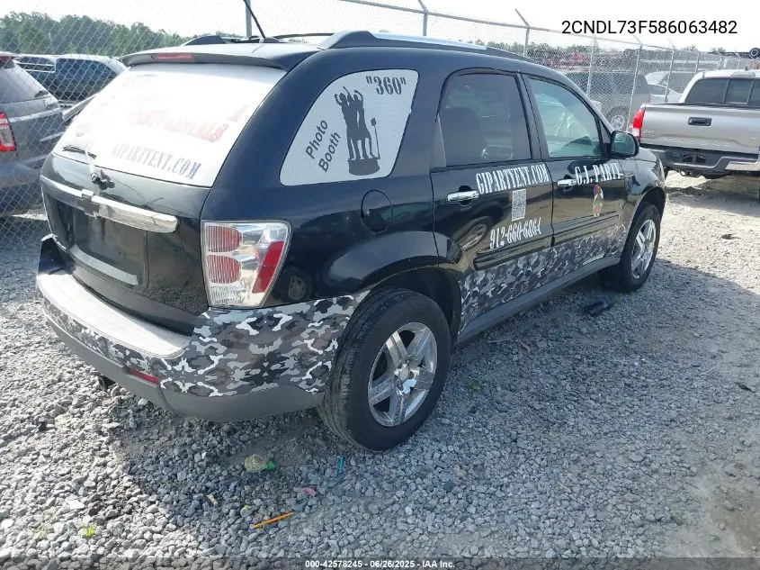 2008 Chevrolet Equinox Ltz VIN: 2CNDL73F586063482 Lot: 42578245