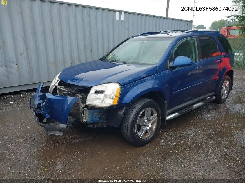 2008 Chevrolet Equinox Lt VIN: 2CNDL63F586074072 Lot: 42596719