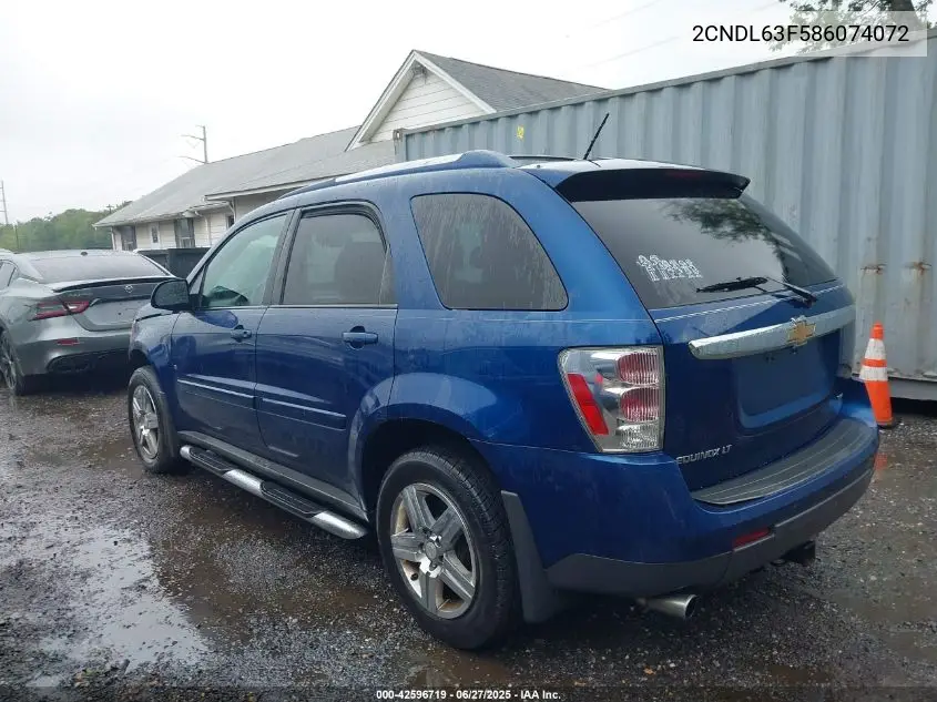2008 Chevrolet Equinox Lt VIN: 2CNDL63F586074072 Lot: 42596719