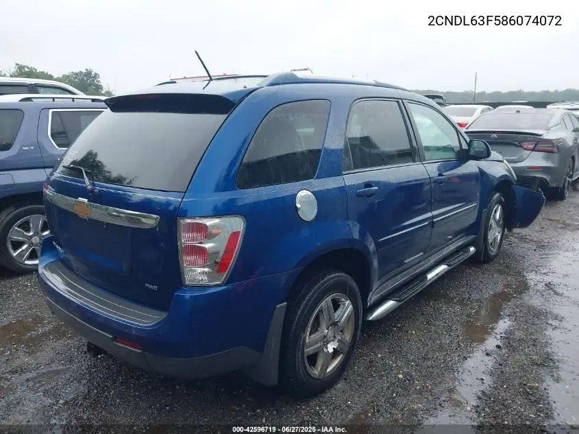 2008 Chevrolet Equinox Lt VIN: 2CNDL63F586074072 Lot: 42596719