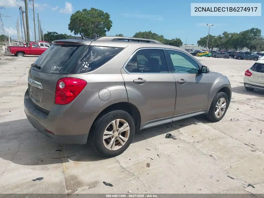 2011 Chevrolet Equinox 1Lt VIN: 2CNALDEC1B6274917 Lot: 42617485