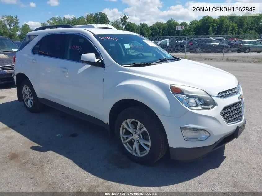 2017 Chevrolet Equinox Lt VIN: 2GNALCEK0H1562849 Lot: 42781454