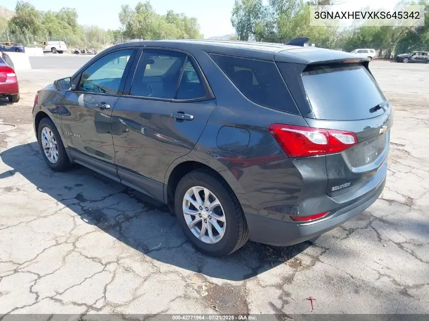 2019 Chevrolet Equinox Ls VIN: 3GNAXHEVXKS645342 Lot: 42771964