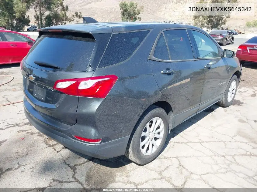 2019 Chevrolet Equinox Ls VIN: 3GNAXHEVXKS645342 Lot: 42771964