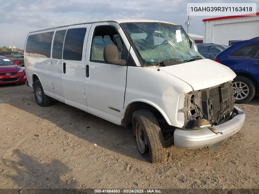 2000 Chevrolet Express VIN: 1GAHG39R3Y1163418 Lot: 41864583