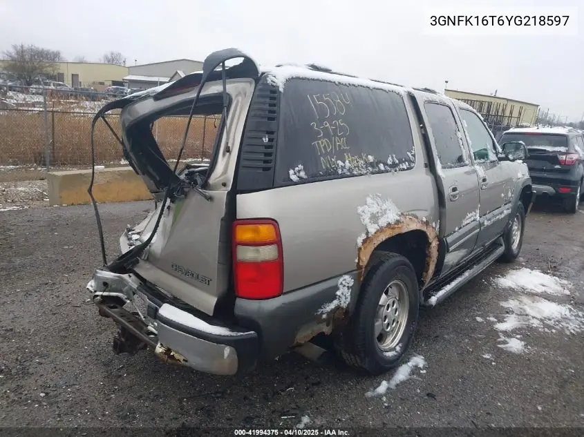 2000 Chevrolet Suburban 1500 Ls/Lt VIN: 3GNFK16T6YG218597 Lot: 41994375