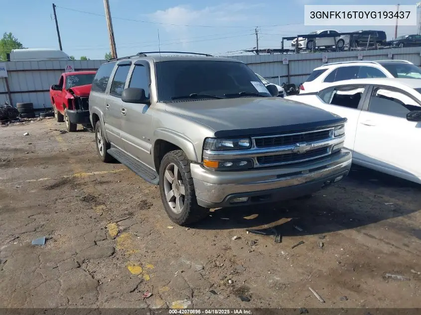2000 Chevrolet Suburban 1500 Lt VIN: 3GNFK16T0YG193437 Lot: 42070896