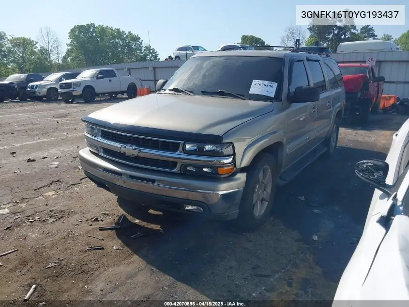 2000 Chevrolet Suburban 1500 Lt VIN: 3GNFK16T0YG193437 Lot: 42070896