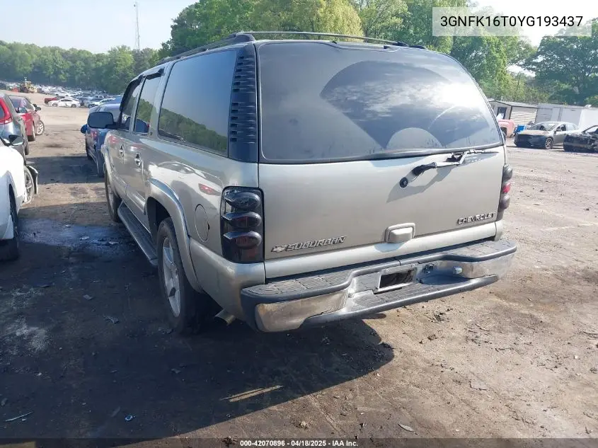2000 Chevrolet Suburban 1500 Lt VIN: 3GNFK16T0YG193437 Lot: 42070896