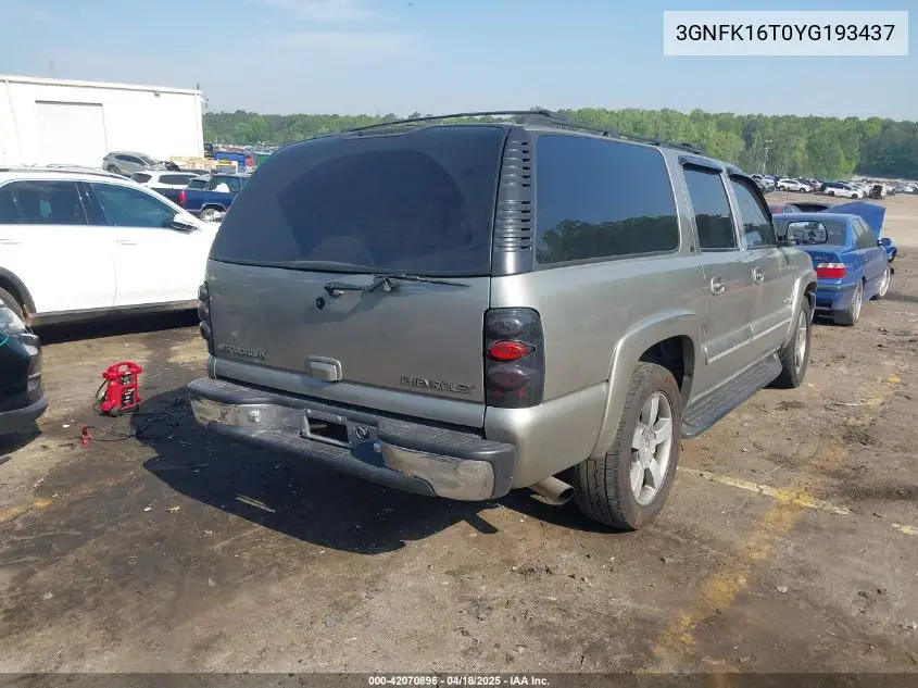 2000 Chevrolet Suburban 1500 Lt VIN: 3GNFK16T0YG193437 Lot: 42070896