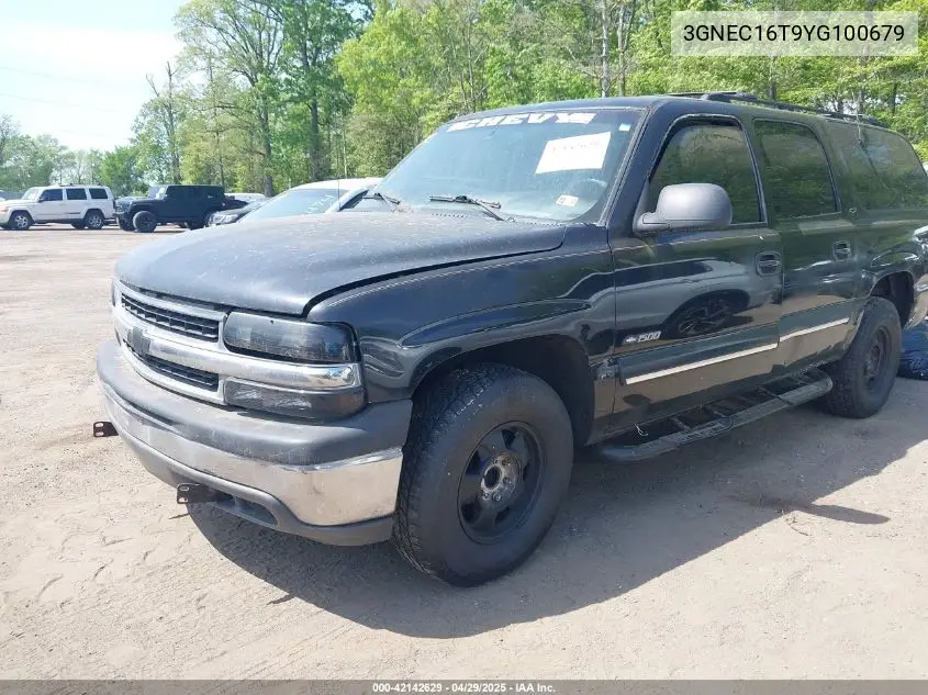 2000 Chevrolet Suburban 1500 Lt VIN: 3GNEC16T9YG100679 Lot: 42142629