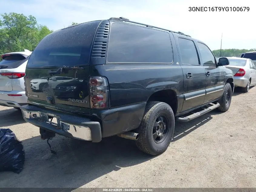 2000 Chevrolet Suburban 1500 Lt VIN: 3GNEC16T9YG100679 Lot: 42142629