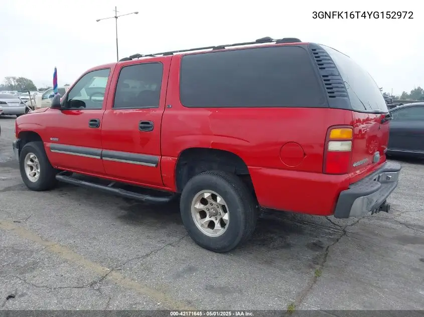 2000 Chevrolet Suburban 1500 Ls VIN: 3GNFK16T4YG152972 Lot: 42171645