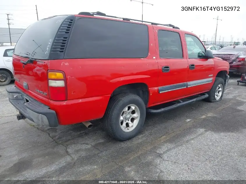 2000 Chevrolet Suburban 1500 Ls VIN: 3GNFK16T4YG152972 Lot: 42171645