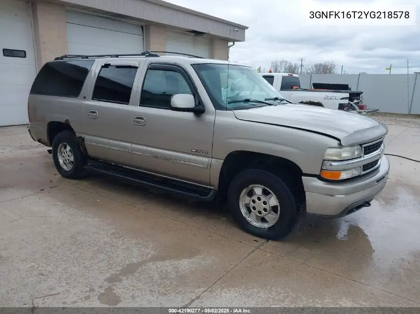 2000 Chevrolet Suburban 1500 Lt VIN: 3GNFK16T2YG218578 Lot: 42190277