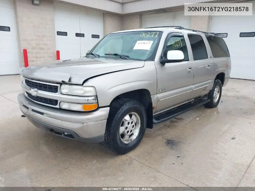 2000 Chevrolet Suburban 1500 Lt VIN: 3GNFK16T2YG218578 Lot: 42190277