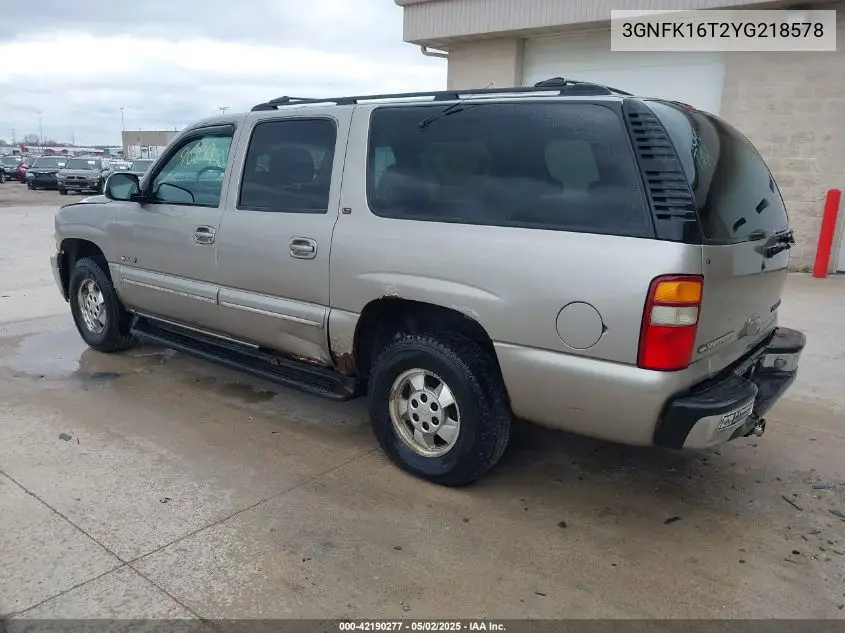 2000 Chevrolet Suburban 1500 Lt VIN: 3GNFK16T2YG218578 Lot: 42190277
