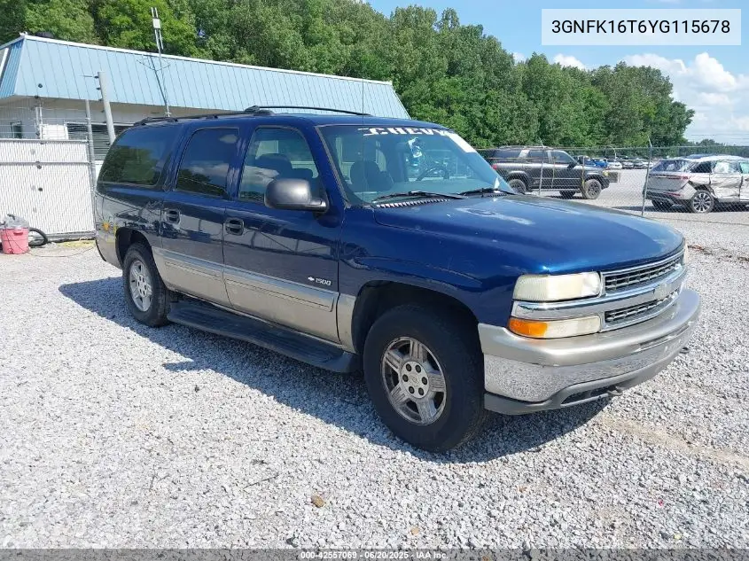 2000 Chevrolet Suburban 1500 Ls VIN: 3GNFK16T6YG115678 Lot: 42557069