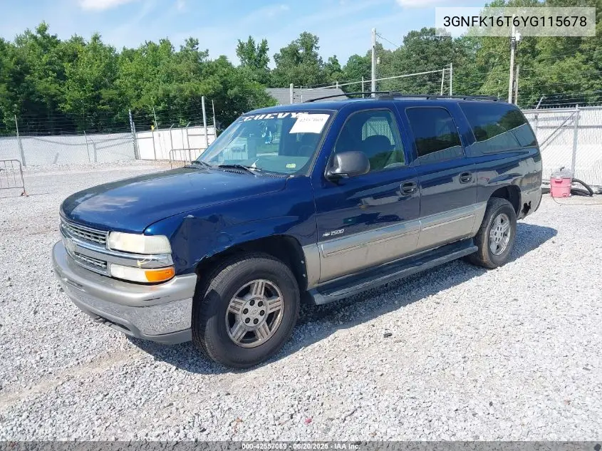 2000 Chevrolet Suburban 1500 Ls VIN: 3GNFK16T6YG115678 Lot: 42557069