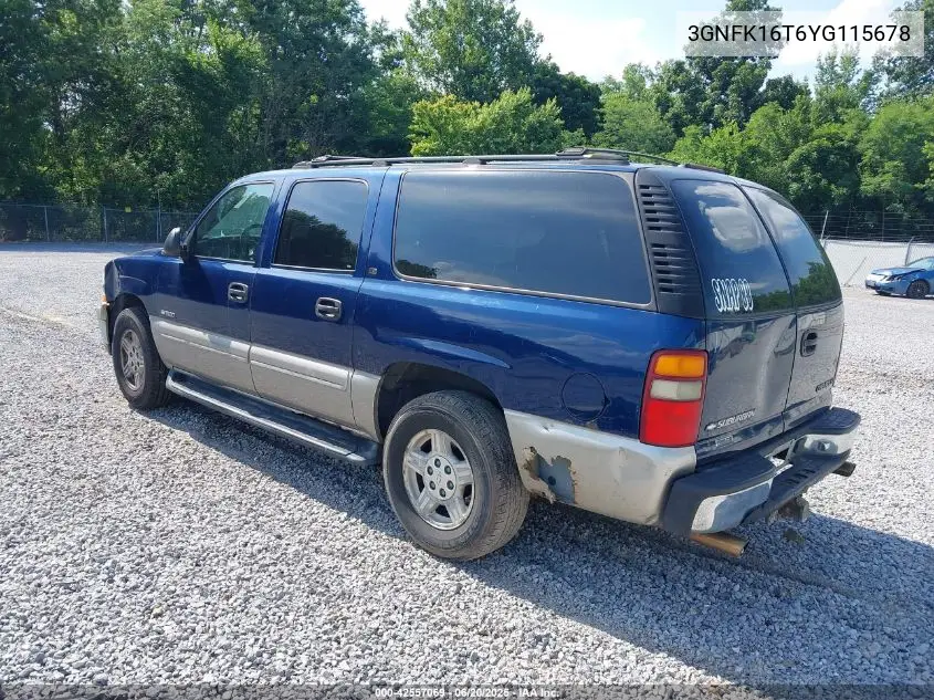 2000 Chevrolet Suburban 1500 Ls VIN: 3GNFK16T6YG115678 Lot: 42557069