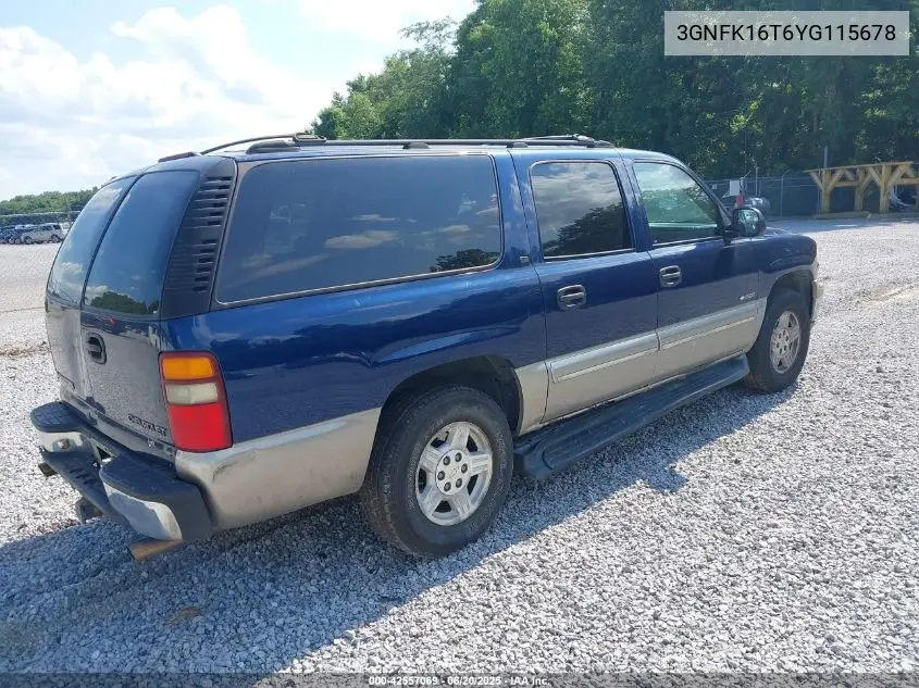 2000 Chevrolet Suburban 1500 Ls VIN: 3GNFK16T6YG115678 Lot: 42557069