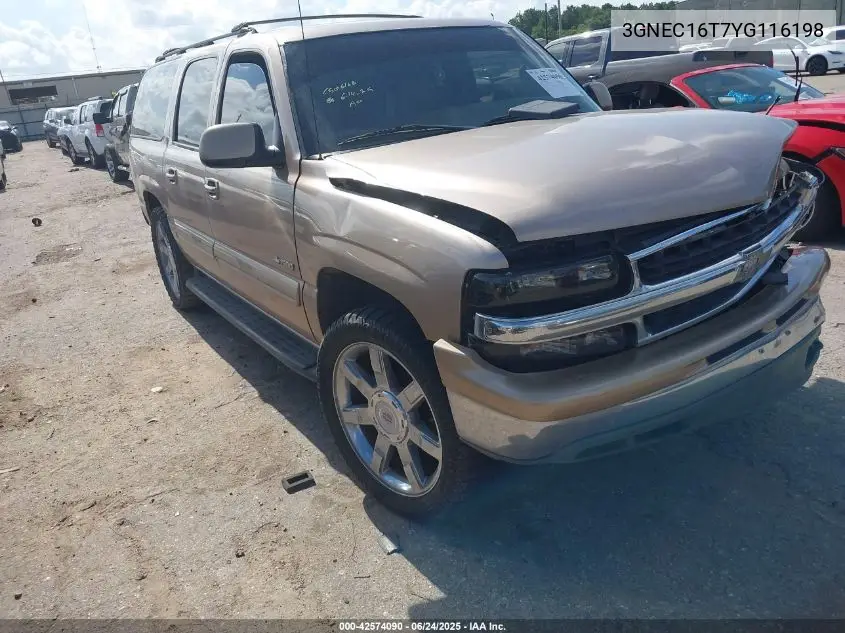 2000 Chevrolet Suburban 1500 Lt VIN: 3GNEC16T7YG116198 Lot: 42574090