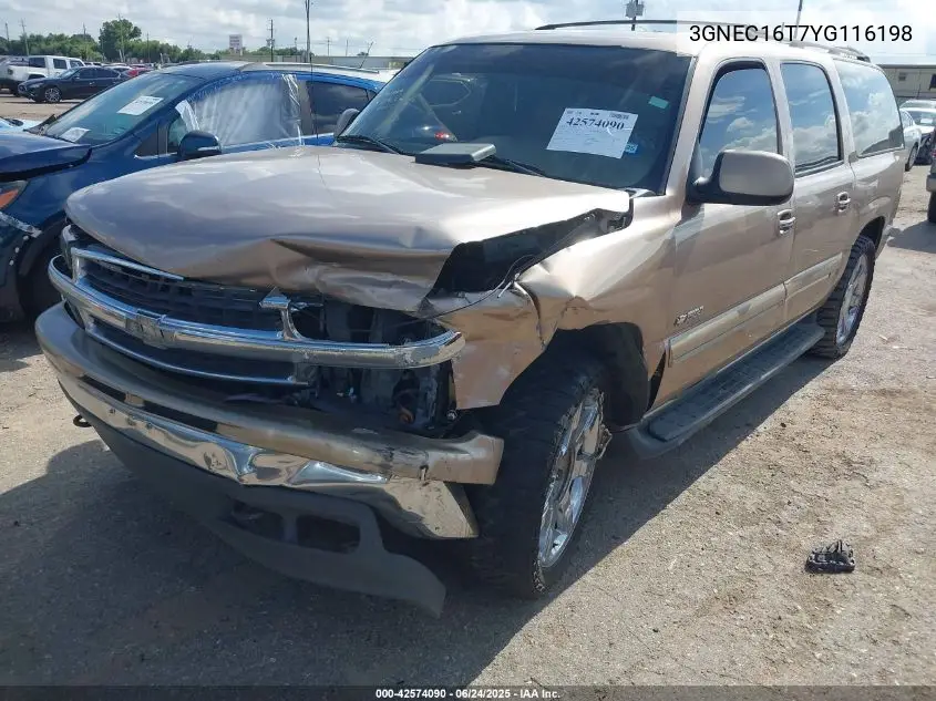 2000 Chevrolet Suburban 1500 Lt VIN: 3GNEC16T7YG116198 Lot: 42574090