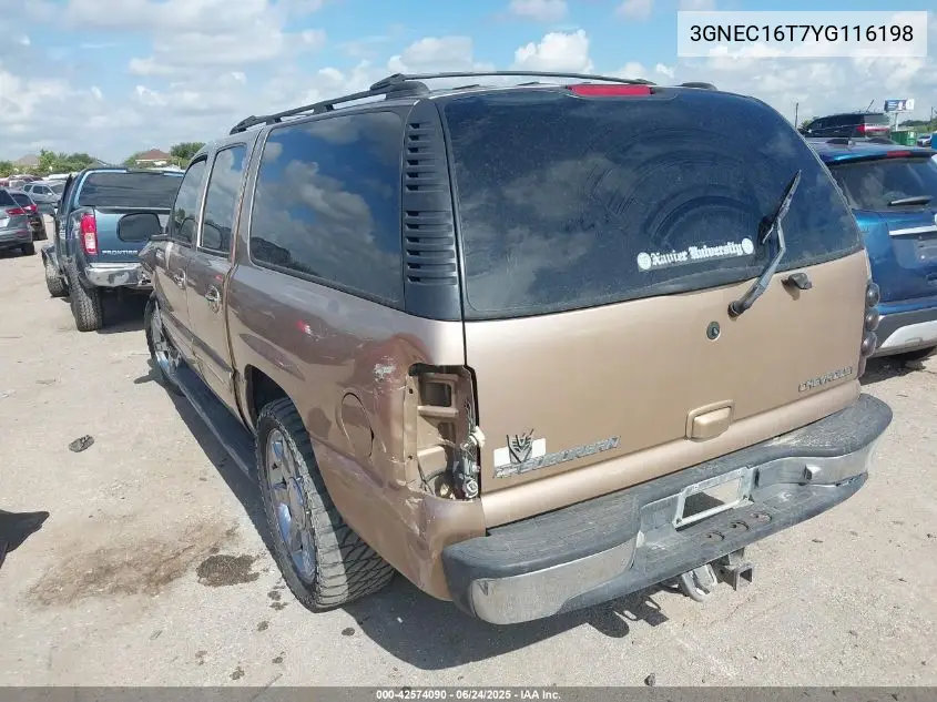 2000 Chevrolet Suburban 1500 Lt VIN: 3GNEC16T7YG116198 Lot: 42574090