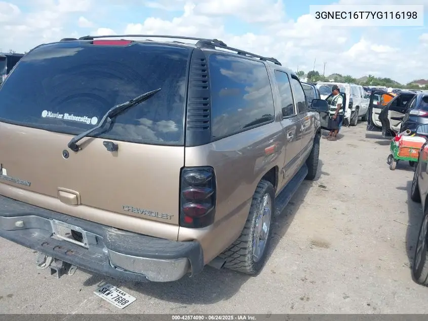 2000 Chevrolet Suburban 1500 Lt VIN: 3GNEC16T7YG116198 Lot: 42574090