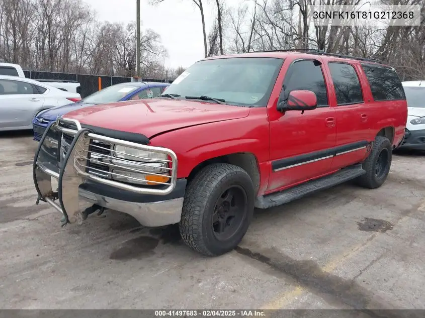 2001 Chevrolet Suburban 1500 Lt VIN: 3GNFK16T81G212368 Lot: 41497683