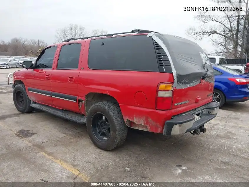 2001 Chevrolet Suburban 1500 Lt VIN: 3GNFK16T81G212368 Lot: 41497683