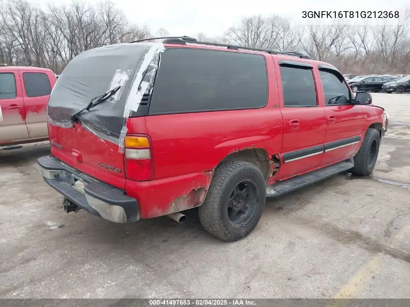 2001 Chevrolet Suburban 1500 Lt VIN: 3GNFK16T81G212368 Lot: 41497683