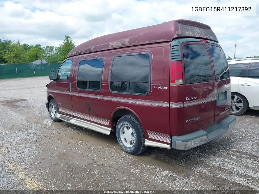 2001 Chevrolet Express Upfitter VIN: 1GBFG15R411217392 Lot: 42140347