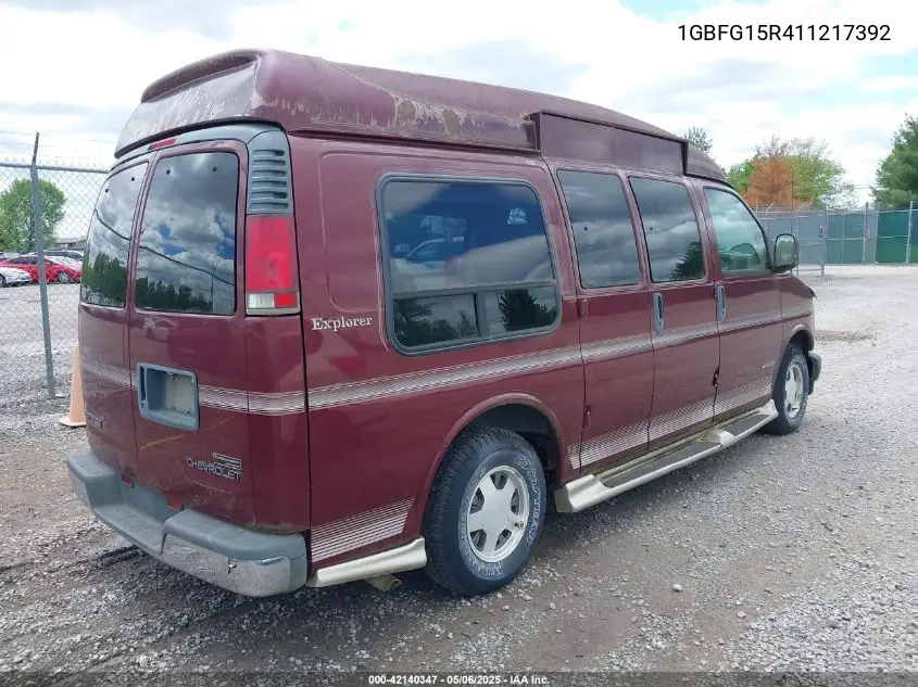 2001 Chevrolet Express Upfitter VIN: 1GBFG15R411217392 Lot: 42140347