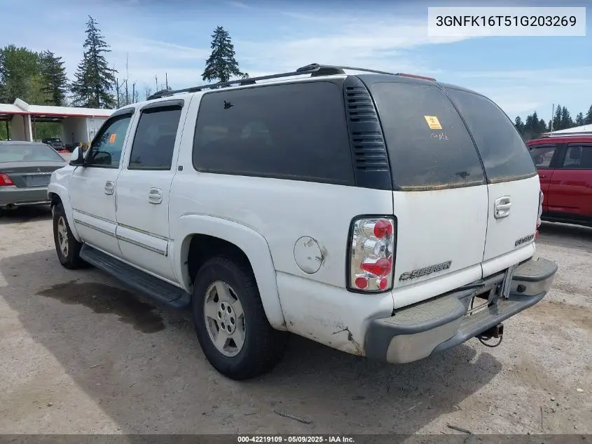 2001 Chevrolet Suburban 1500 Lt VIN: 3GNFK16T51G203269 Lot: 42219109