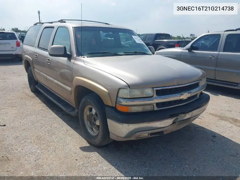 2001 Chevrolet Suburban 1500 Lt VIN: 3GNEC16T21G214738 Lot: 42433747
