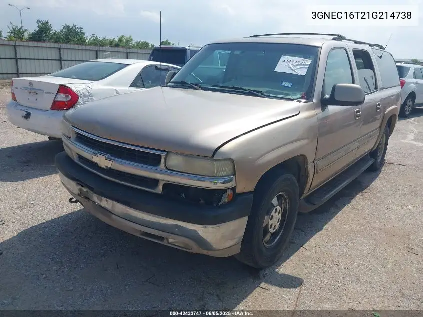2001 Chevrolet Suburban 1500 Lt VIN: 3GNEC16T21G214738 Lot: 42433747