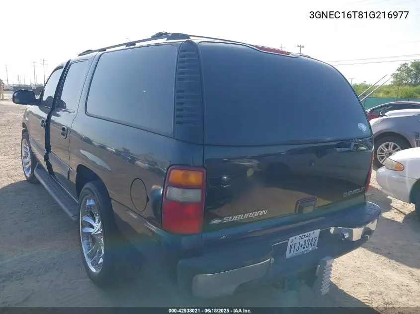 2001 Chevrolet Suburban 1500 Lt VIN: 3GNEC16T81G216977 Lot: 42538021