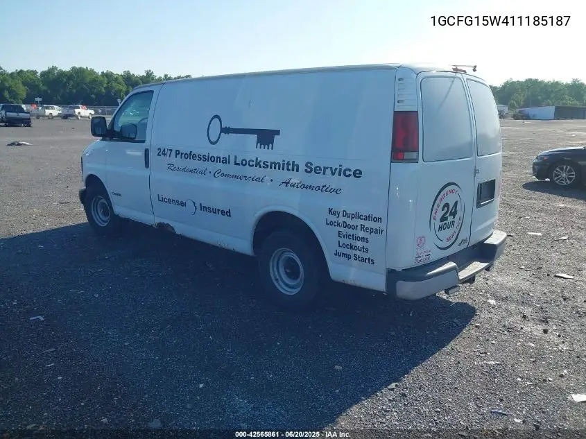 2001 Chevrolet Express VIN: 1GCFG15W411185187 Lot: 42565861
