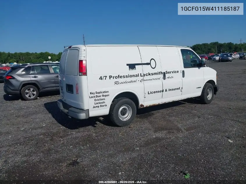 2001 Chevrolet Express VIN: 1GCFG15W411185187 Lot: 42565861