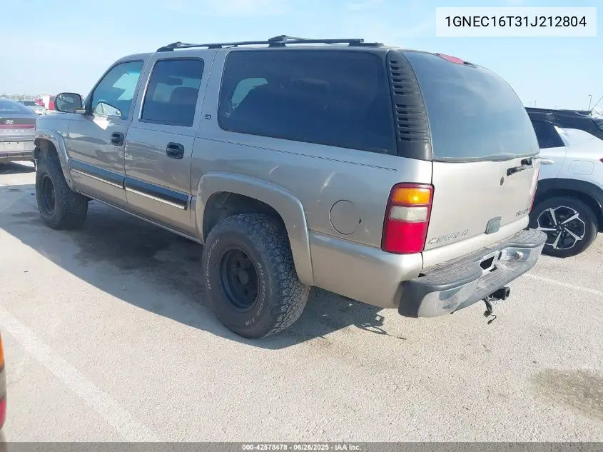 2001 Chevrolet Suburban 1500 Ls VIN: 1GNEC16T31J212804 Lot: 42578478