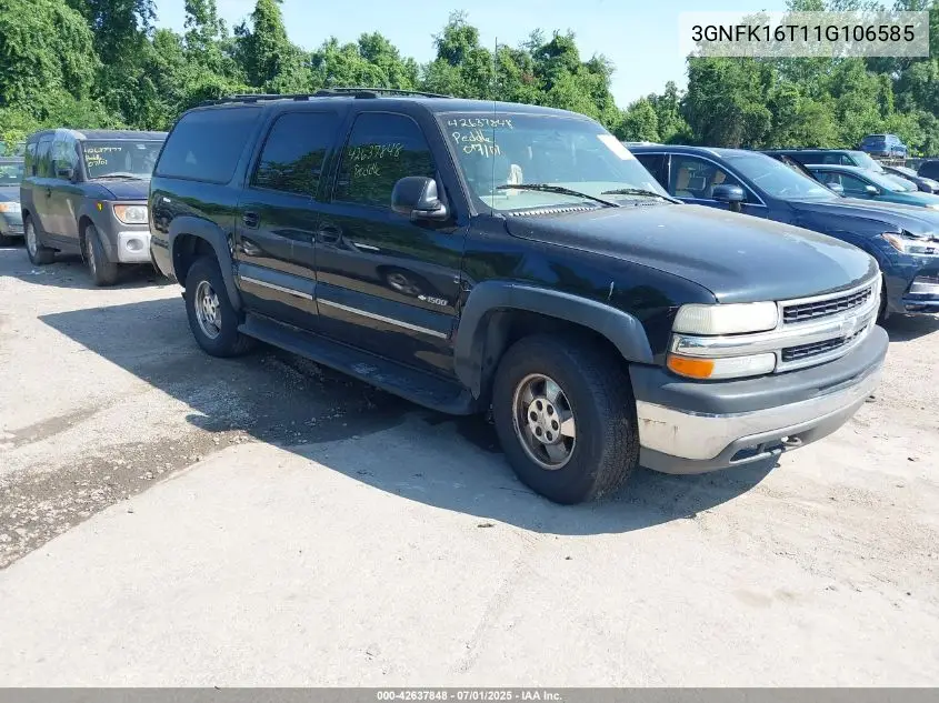 3GNFK16T11G106585 2001 Chevrolet Suburban 1500 Lt