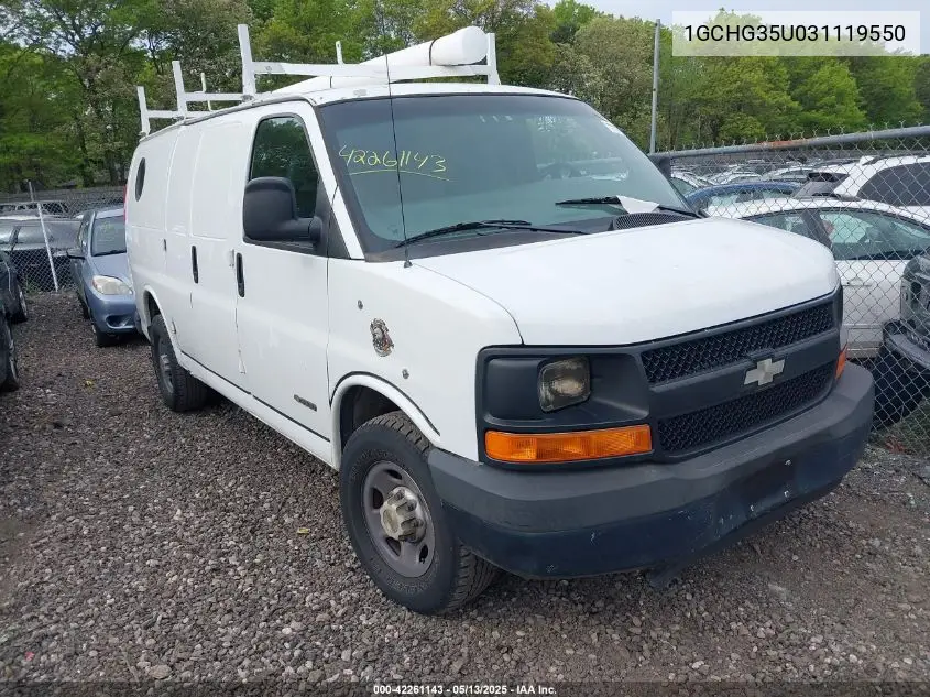 2003 Chevrolet Express VIN: 1GCHG35U031119550 Lot: 42261143