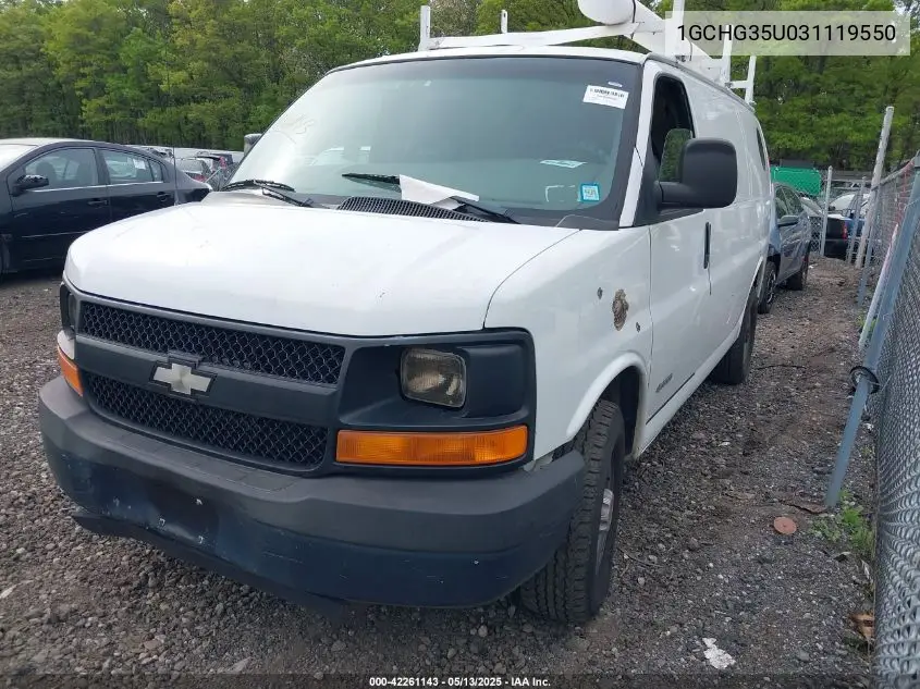 2003 Chevrolet Express VIN: 1GCHG35U031119550 Lot: 42261143