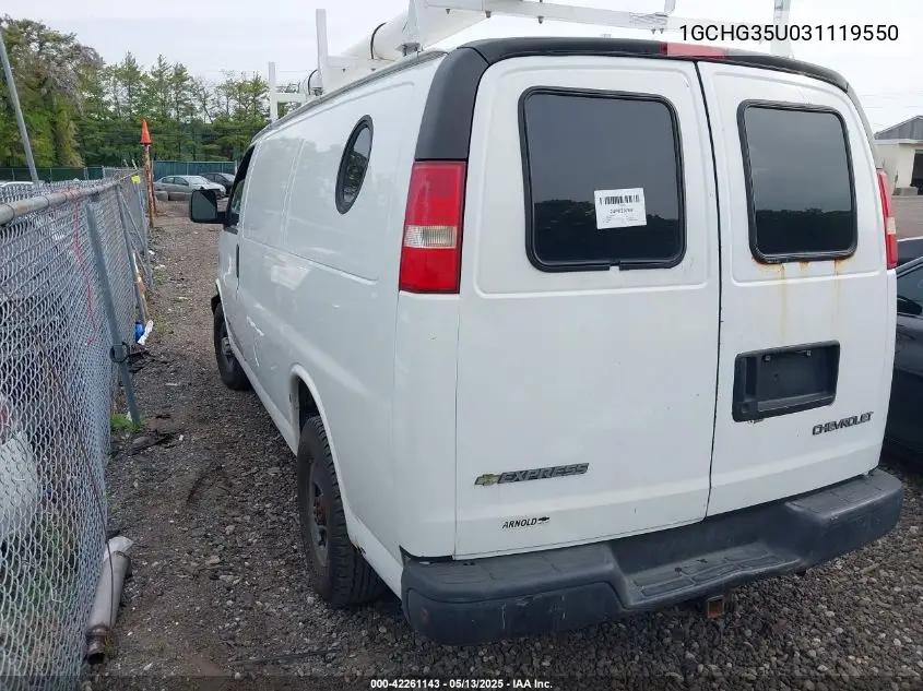 2003 Chevrolet Express VIN: 1GCHG35U031119550 Lot: 42261143